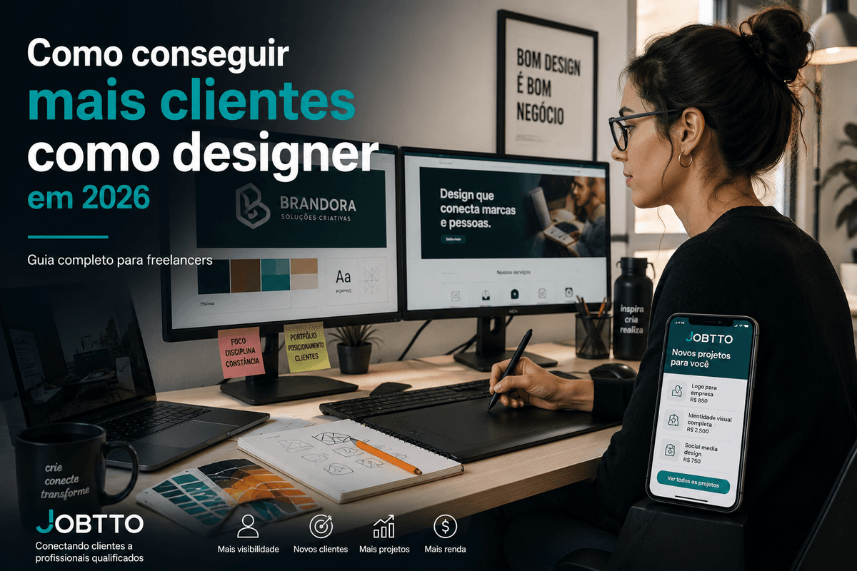 Como conseguir mais clientes como designer em 2026: guia completo para freelancers